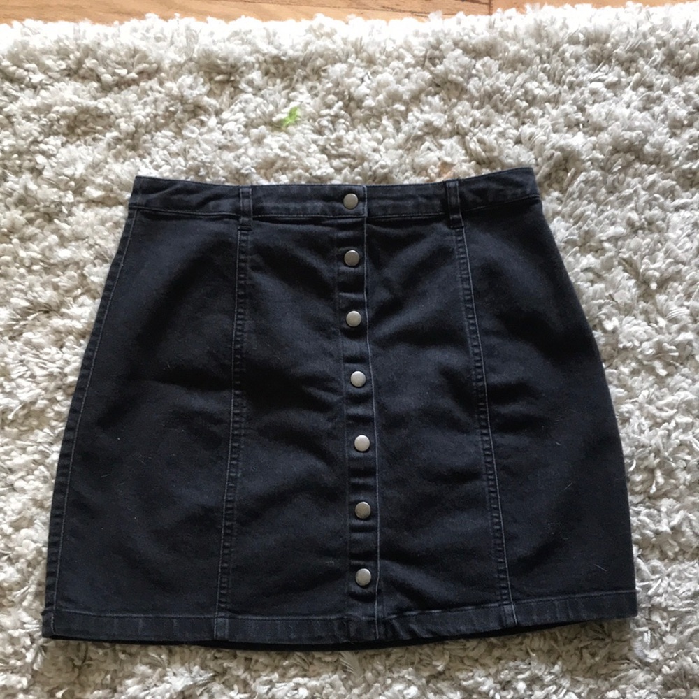 Black button down jean skirt